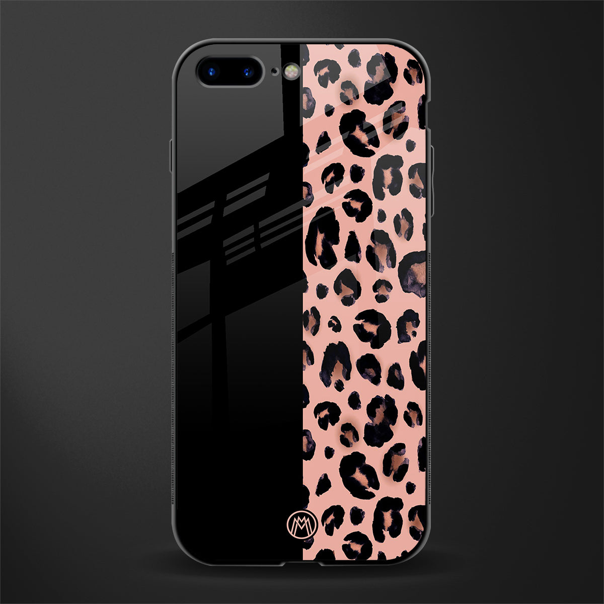 black & pink cheetah fur glass case for iphone 8 plus image