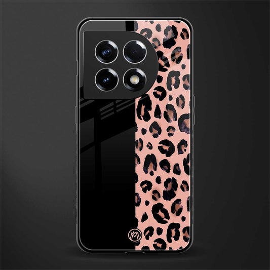 black & pink cheetah fur back phone cover | glass case for oneplus 11