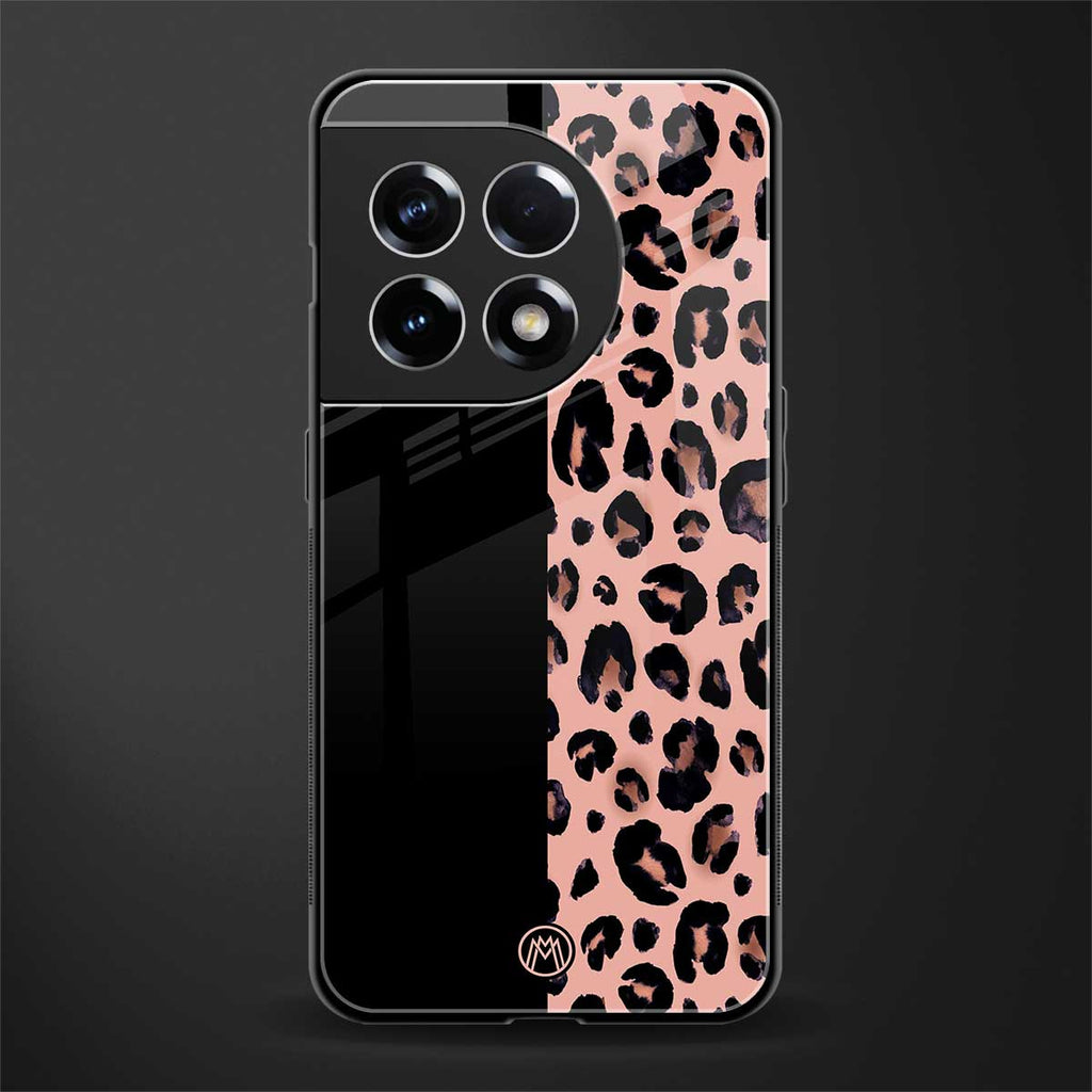 black & pink cheetah fur back phone cover | glass case for oneplus 11r