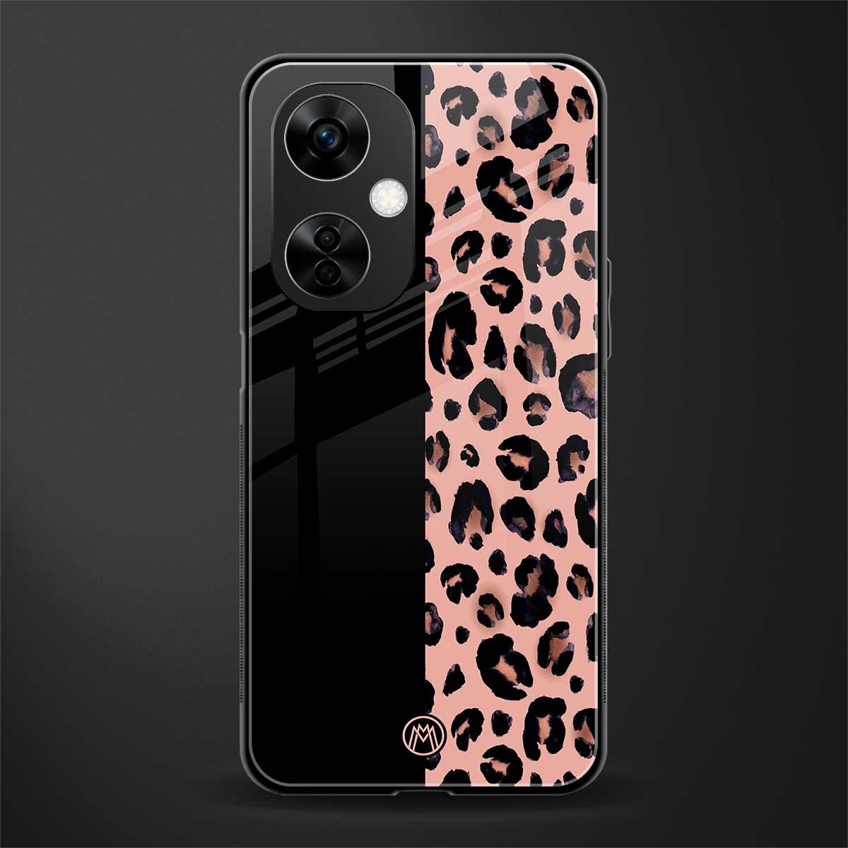 black & pink cheetah fur back phone cover | glass case for oneplus nord ce 3 lite