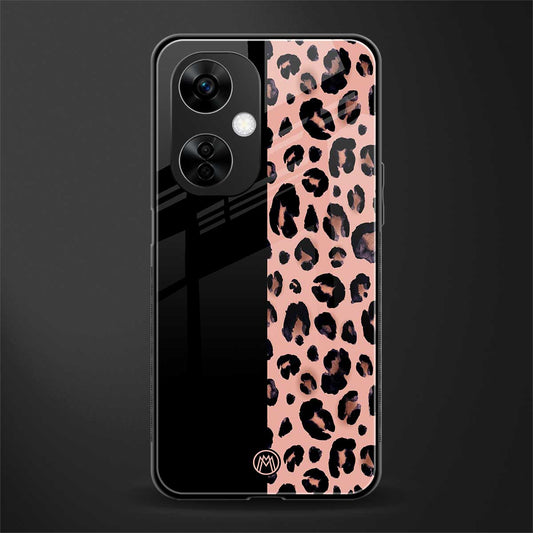 black & pink cheetah fur back phone cover | glass case for oneplus nord ce 3 lite