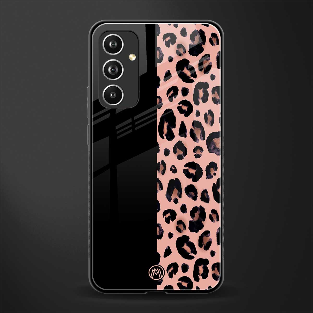 black & pink cheetah fur back phone cover | glass case for samsung galaxy a54 5g