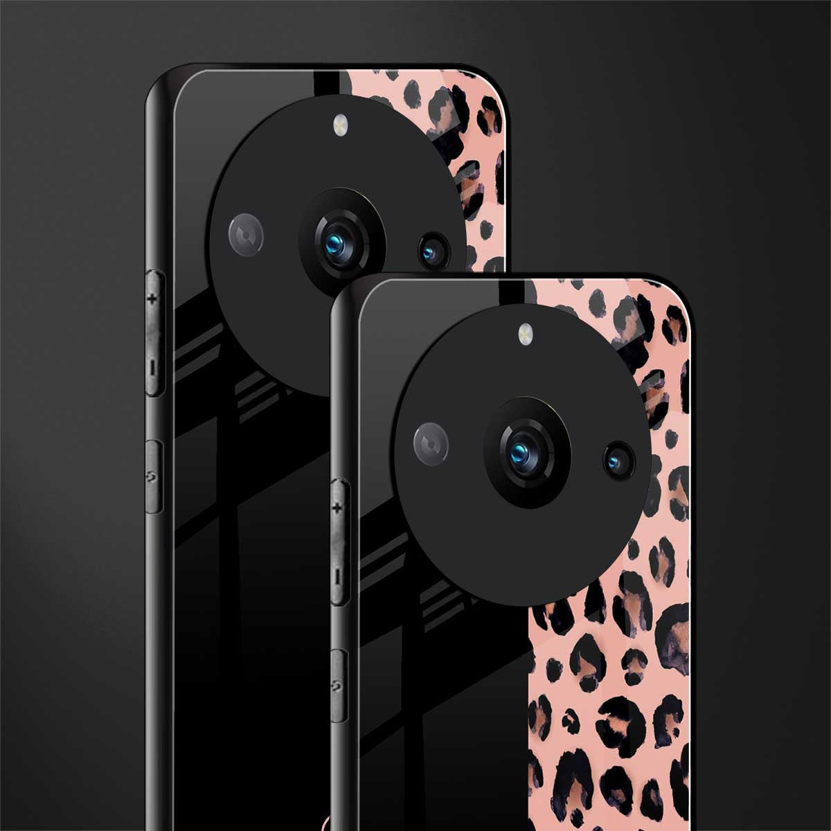 black & pink cheetah fur back phone cover | glass case for realme 11 pro 5g