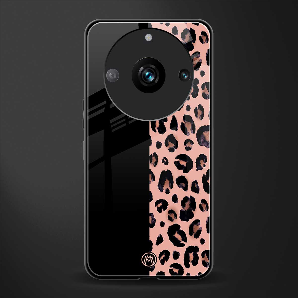black & pink cheetah fur back phone cover | glass case for realme 11 pro 5g