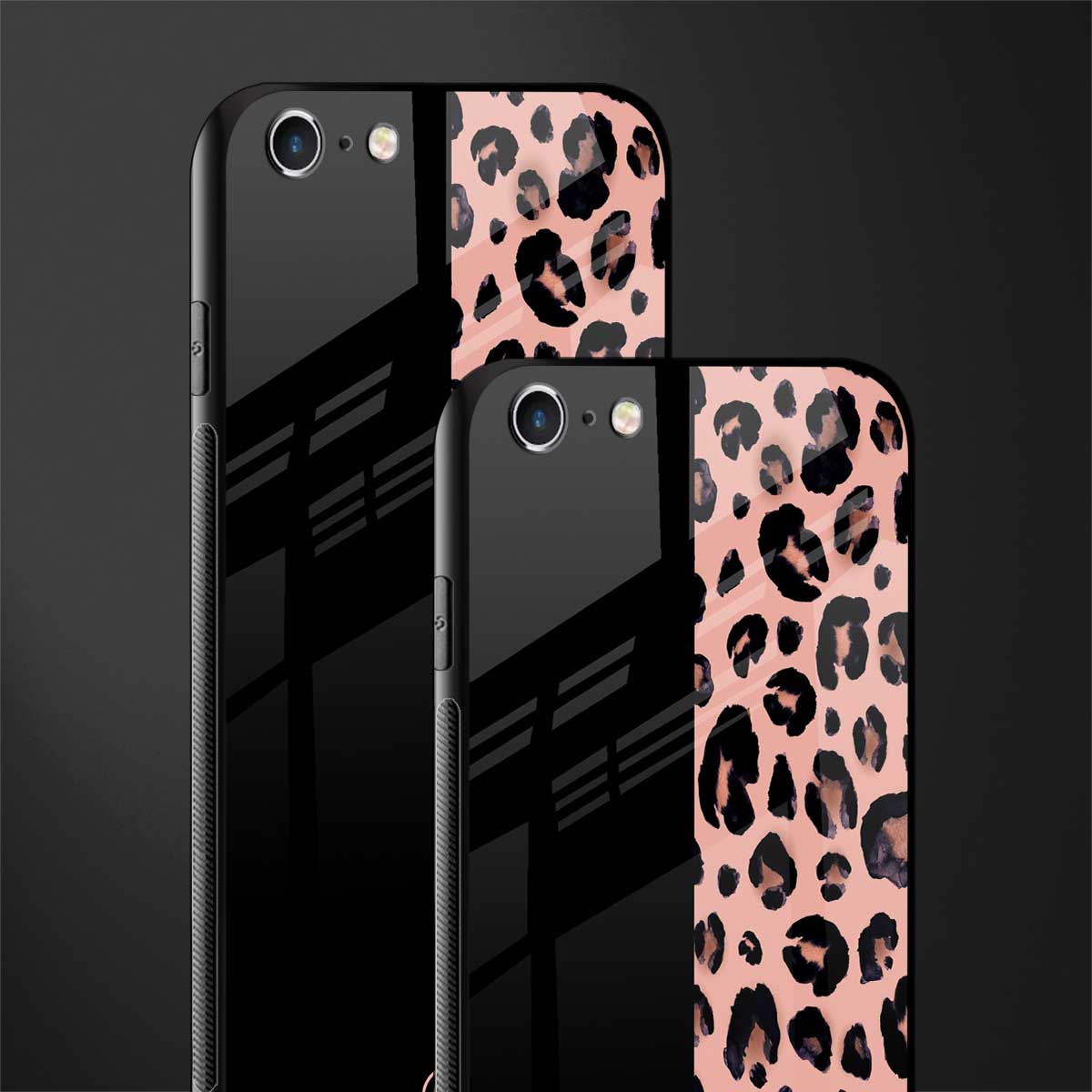black & pink cheetah fur glass case for iphone 6s plus image-2