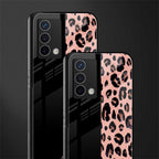 black & pink cheetah fur back phone cover | glass case for oppo a74 4g