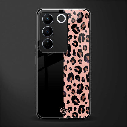 black & pink cheetah fur back phone cover | glass case for vivo v27 pro 5g
