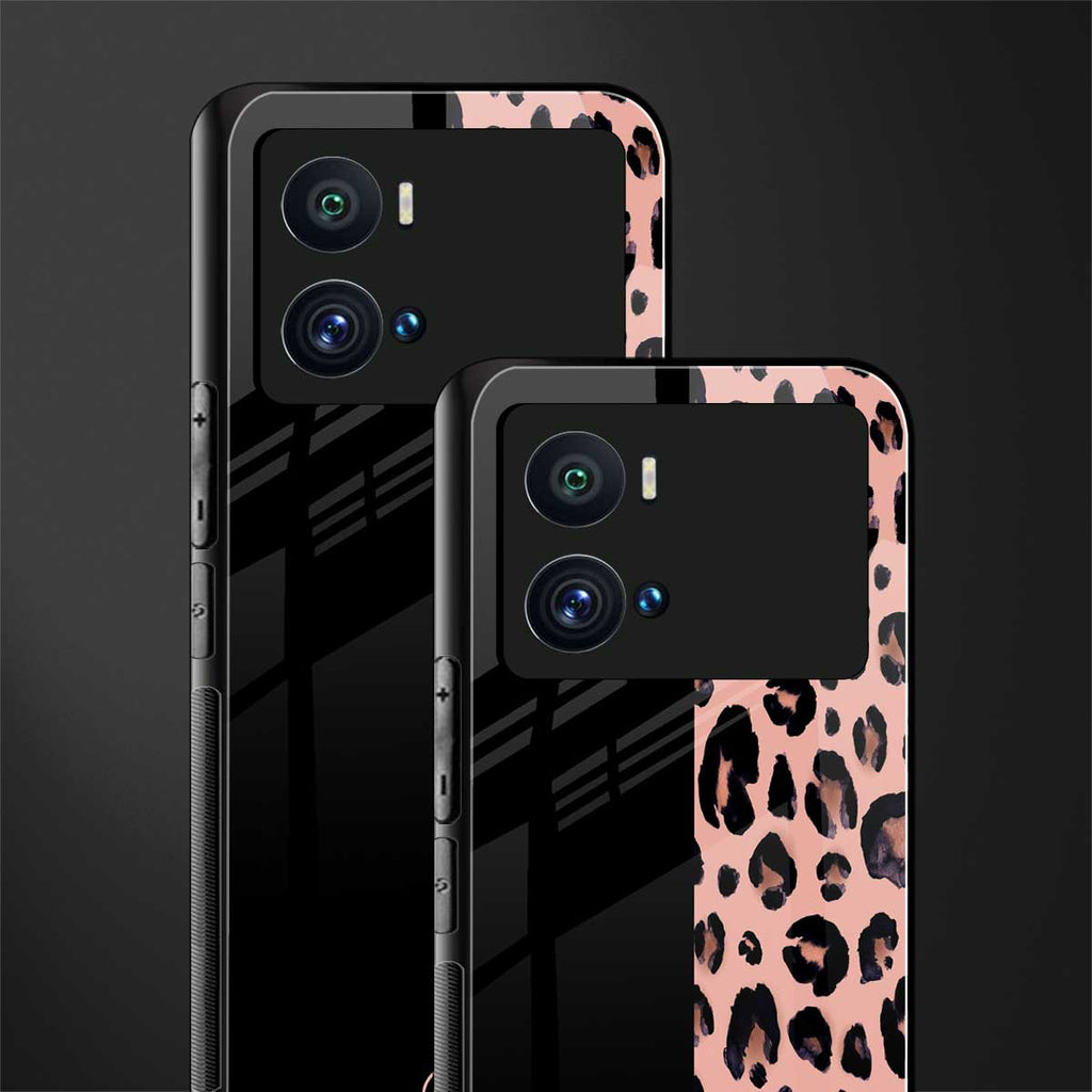 black & pink cheetah fur back phone cover | glass case for iQOO 9 Pro