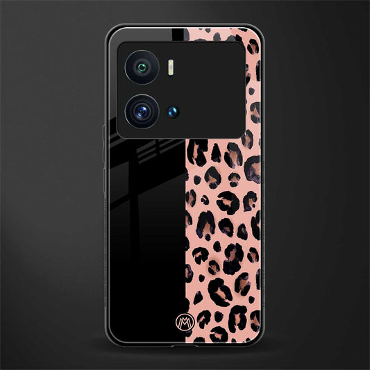 black & pink cheetah fur back phone cover | glass case for iQOO 9 Pro
