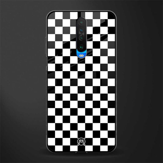 black & white check pattern glass case for poco x2 image