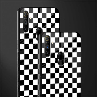 black & white check pattern glass case for realme narzo 20a image-2