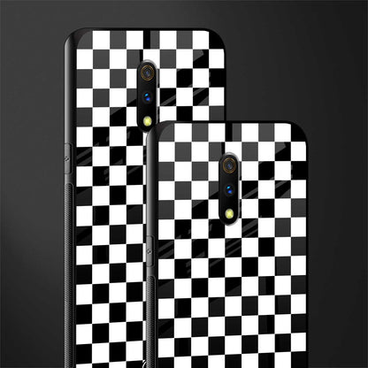 black & white check pattern glass case for oppo k3 image-2