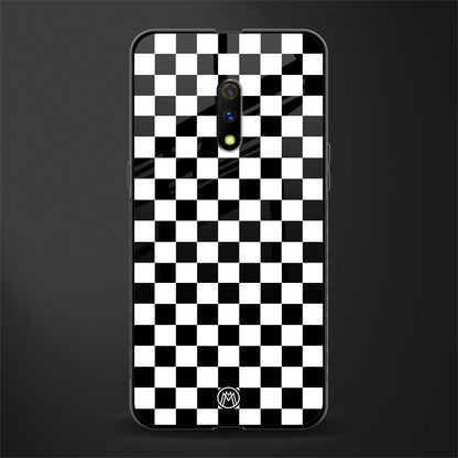 black & white check pattern glass case for oppo k3 image