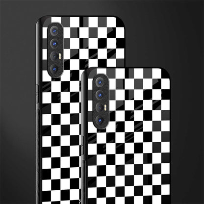 black & white check pattern glass case for oppo reno 3 pro image-2