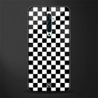 black & white check pattern glass case for oppo reno 2z image