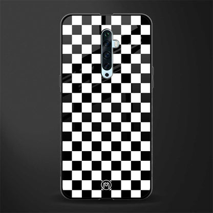 black & white check pattern glass case for oppo reno 2f image