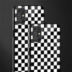 black & white check pattern glass case for samsung galaxy m51 image-2