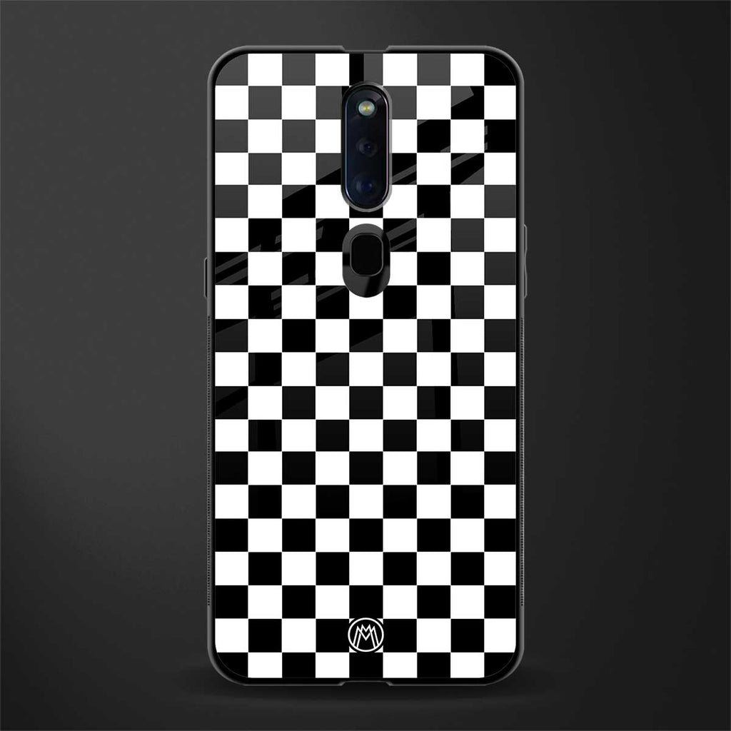 black & white check pattern glass case for oppo f11 pro image
