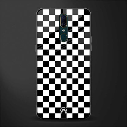 black & white check pattern glass case for oppo f11 image