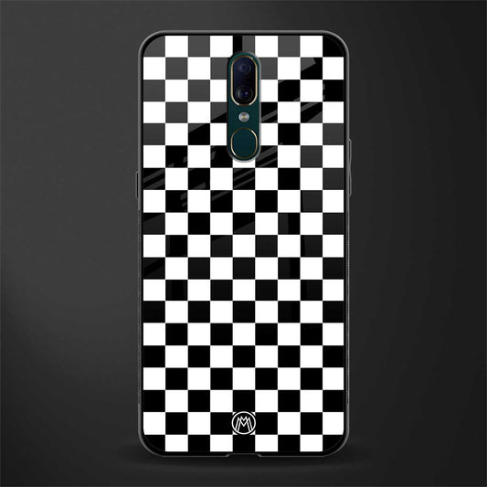 black & white check pattern glass case for oppo f11 image