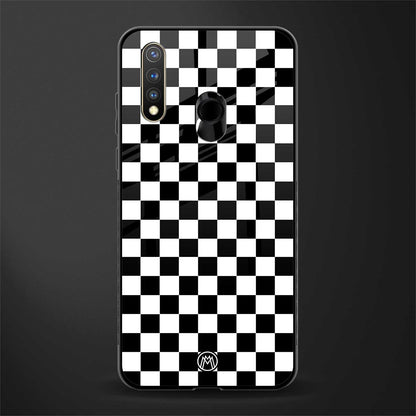 black & white check pattern glass case for vivo y19 image