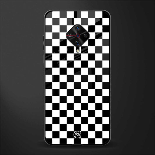 black & white check pattern glass case for vivo s1 pro image