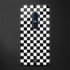black & white check pattern glass case for vivo v17 pro image