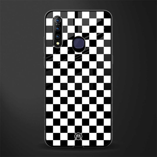 black & white check pattern glass case for vivo z1 pro image