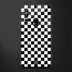 black & white check pattern glass case for vivo v15 image
