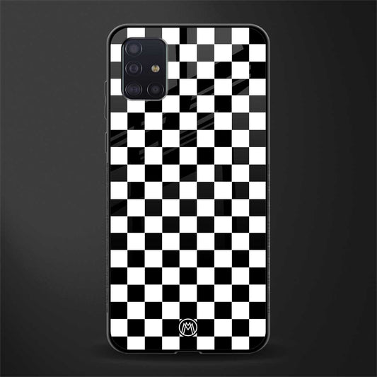 black & white check pattern glass case for samsung galaxy a71 image