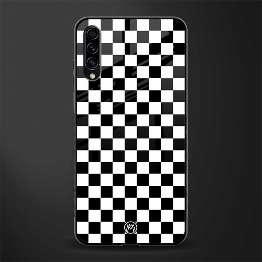 black & white check pattern glass case for samsung galaxy a50 image