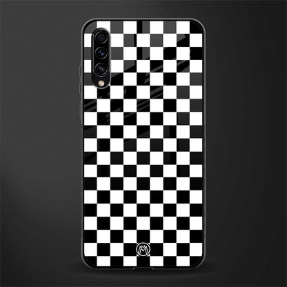 black & white check pattern glass case for samsung galaxy a50s image
