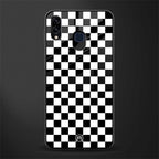 black & white check pattern glass case for samsung galaxy m10s image