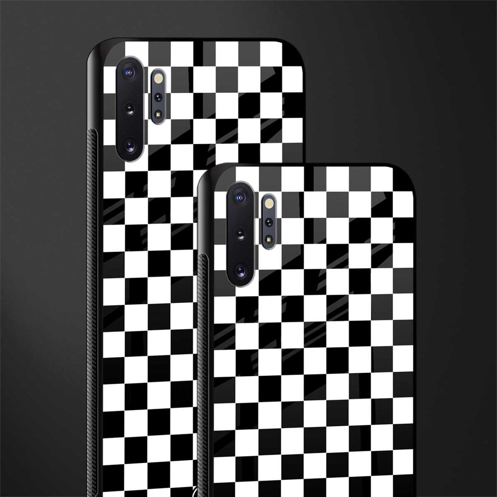 black & white check pattern glass case for samsung galaxy note 10 plus image-2