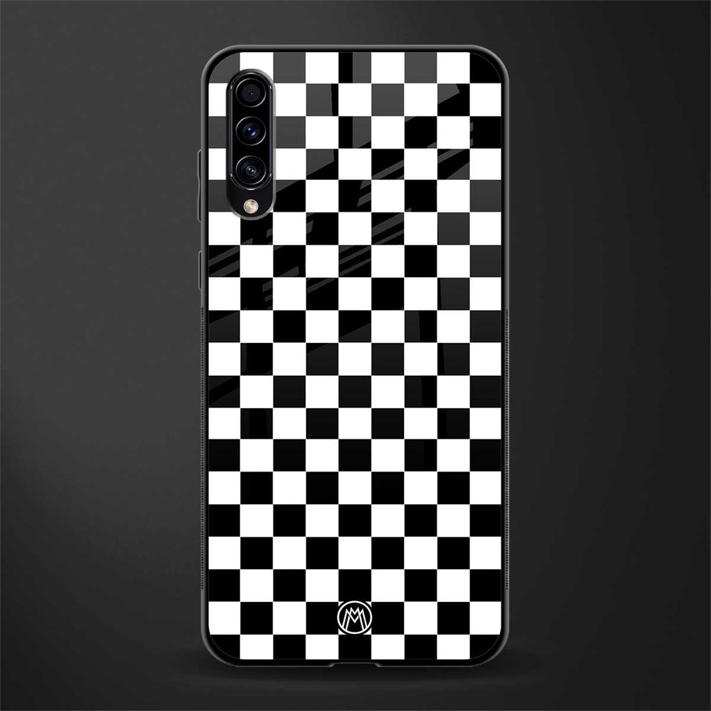 black & white check pattern glass case for samsung galaxy a70s image