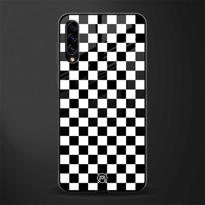 black & white check pattern glass case for samsung galaxy a70s image