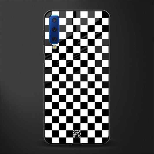 black & white check pattern glass case for samsung galaxy a7 2018 image