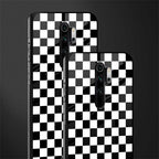black & white check pattern glass case for redmi note 8 pro image-2