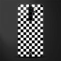 black & white check pattern glass case for redmi note 8 pro image