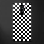 black & white check pattern glass case for redmi note 8 pro image