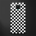 black & white check pattern glass case for poco m2 pro image