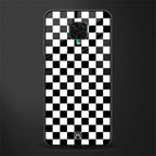 black & white check pattern glass case for poco m2 pro image