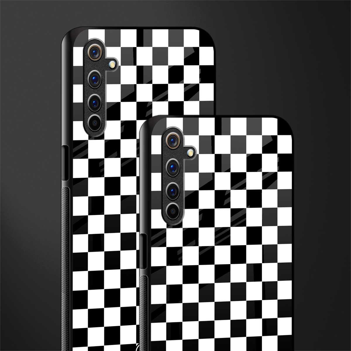 black & white check pattern glass case for realme 6 pro image-2