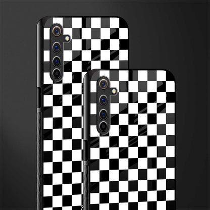 black & white check pattern glass case for realme 6 pro image-2