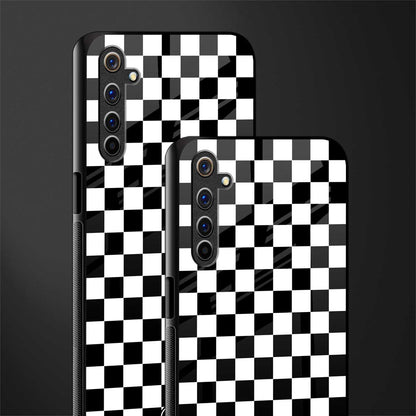 black & white check pattern glass case for realme 6 image-2