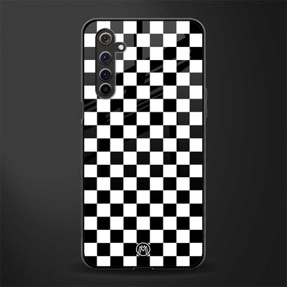 black & white check pattern glass case for realme 6 image