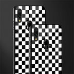 black & white check pattern glass case for redmi note 7 pro image-2