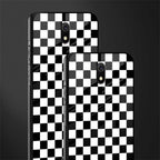 black & white check pattern glass case for redmi 8a image-2