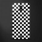 black & white check pattern glass case for redmi 8a image