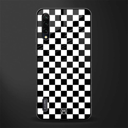 black & white check pattern glass case for mi a3 redmi a3 image